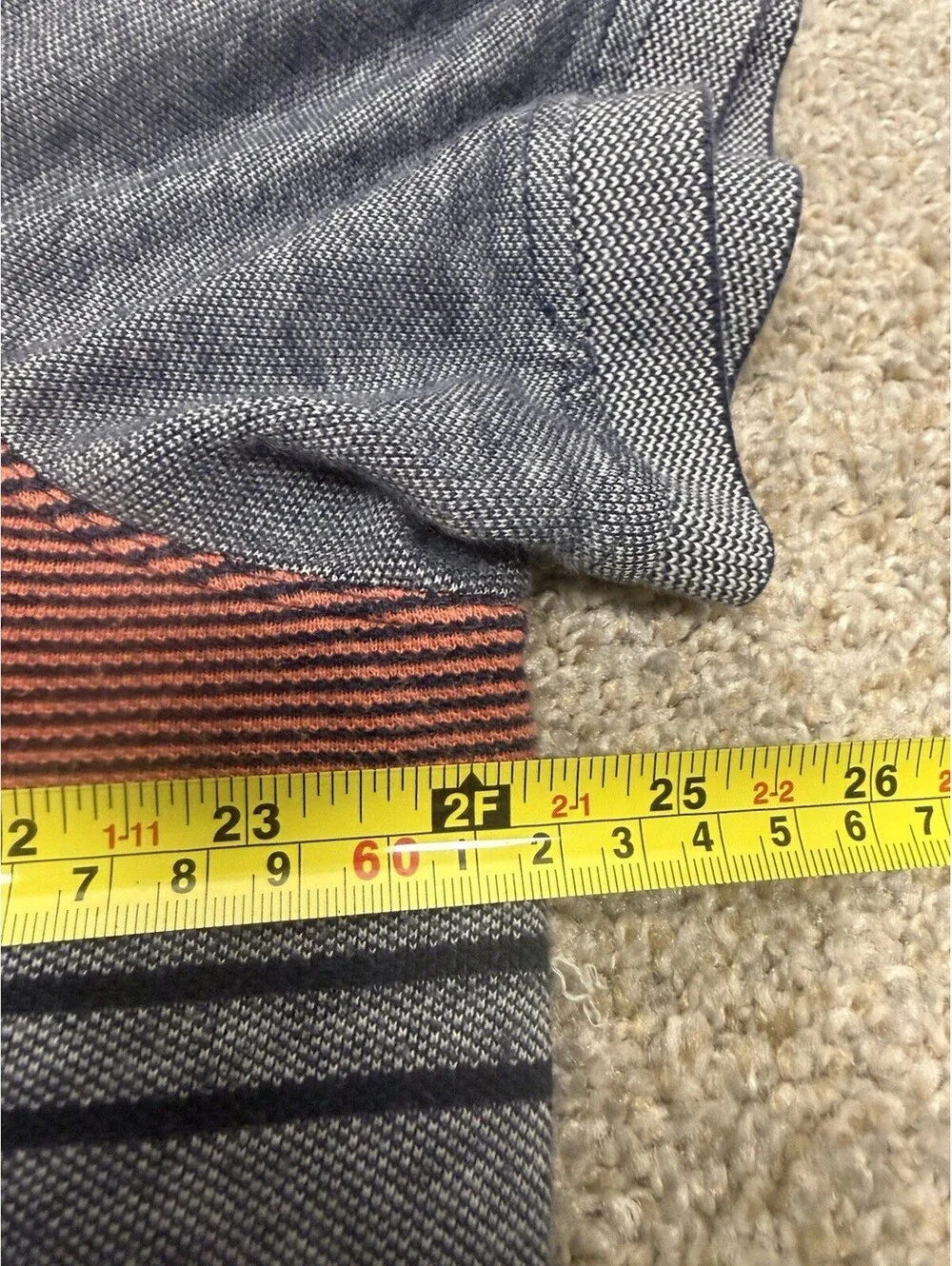 Banana Republic Mens XL Organic Cotton Pique Polo Shirt Navy Orange Striped